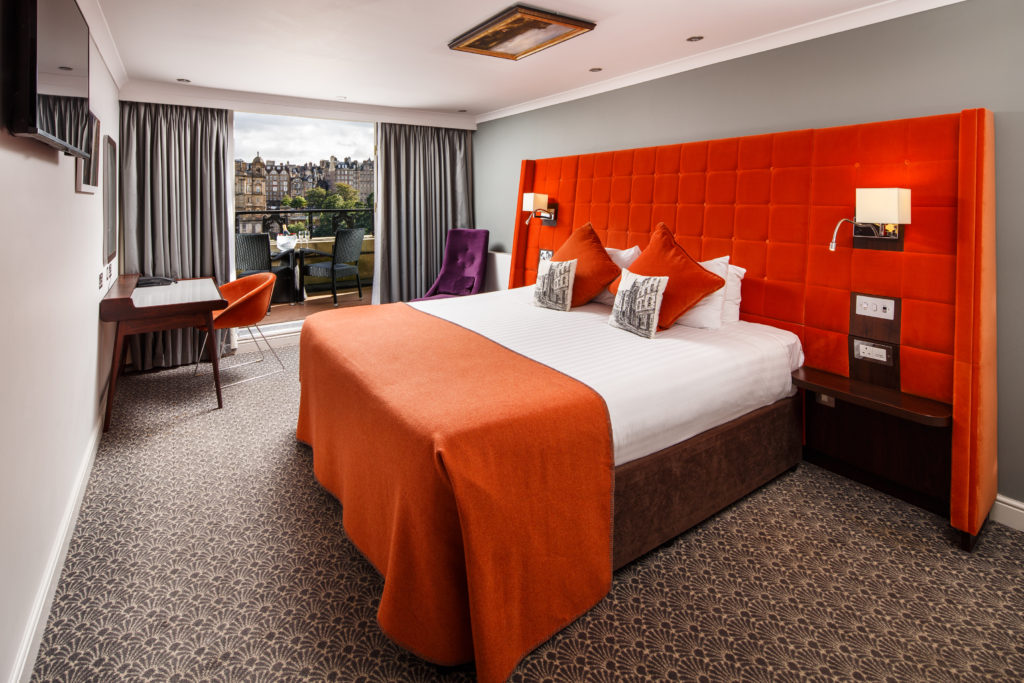 Mercure-Edinburgh-City-Princes-Street-Hotel-Superior-Room-Castle-View-01-lr-230818 superior room at Mercure Gloucester Bowden Hall