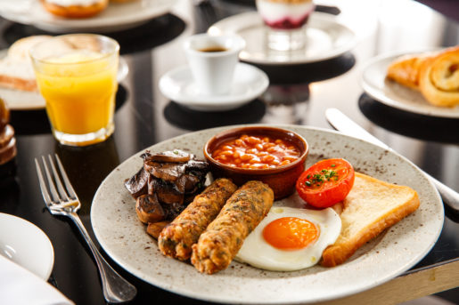 Vegetarian cooked breakfast at Mecure Hotels